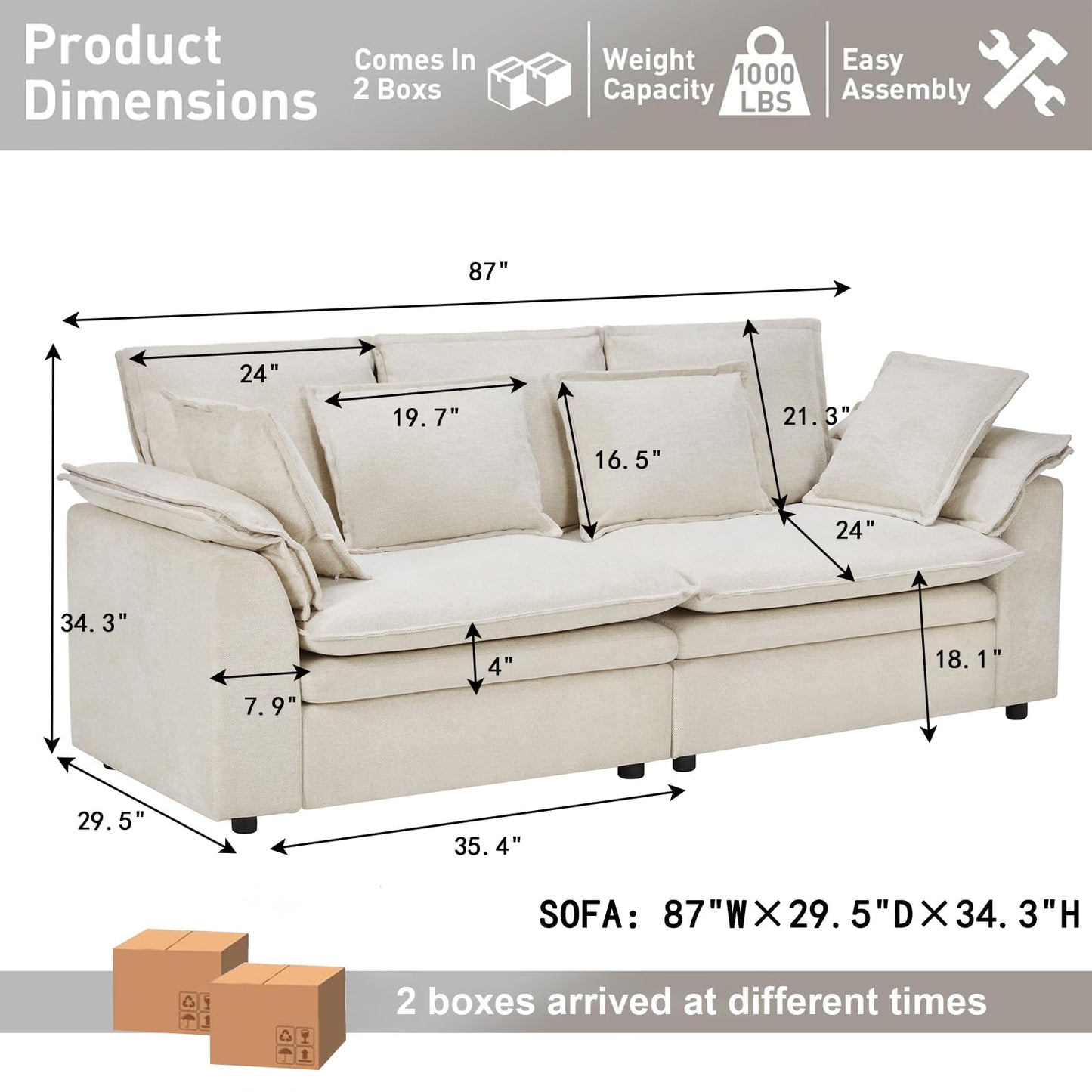 PPorfamilia Sectional Sofa Modular Deep Seat Sofa Couch with Ottoman, Teddy Fleece Sofa Sleeper Comfy Upholstered Furniture for Apartment, Living Room, Studio, Office (Beige, Loveseat)