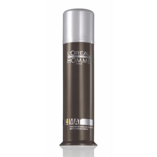 L'Oréal Professionnel Paris Men’s Styling Pomade - For All Hair Types, Provides Medium Hold and Matte Finish