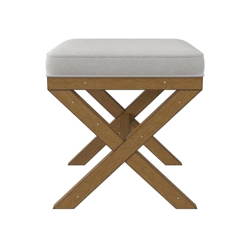 Hillsdale Somerset Backless Wood Vanity Stool for Makeup Room or Bathroom, Dark Driftwood