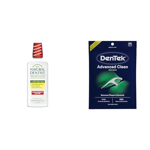 The Natural Dentist Healthy Gums Antigingivitis/Antiplaque Rinse, Adults 12 & Up, 16.9 fl oz + DenTek Triple Clean Advanced Clean 150 Count Floss Picks