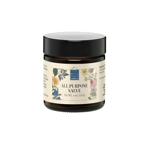 Wise Woman Herbals All-Purpose Salve, Herbal Balm with Calendula & Comfrey, Soothes Dry, Irritated Skin, Postpartum Skin Care, Nourishing Skin Support for All Ages, Non-GMO, 1 oz Jar