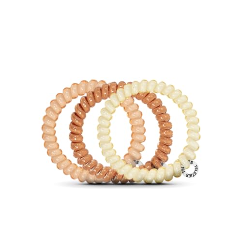 TELETIES - Spiral Hair Coils - Ponytail Holder Hair Ties for Women - Phone Cord Hair Ties - Strong Grip, No Rip, Water Resistant, No Crease Hair Tie Coils - 3 pack (Small, For the Love of Nudes)
