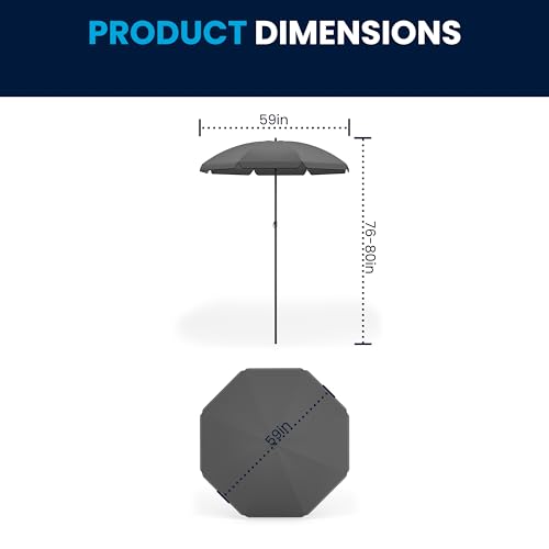 Flash Furniture Nantucket 6-Piece Patio Dining Set with Glass Table, 4 Folding Chairs, and Umbrella, Outdoor Patio Set, Black