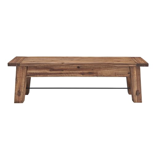 Durango Rustic Farmhouse Style 60-Inch Wood Bench - Industrial Modern Accent Furniture with Solid Wood Seat for Entryway, Dining Room, Hallway, Foyer, or Kitchen by Alaterre Furniture