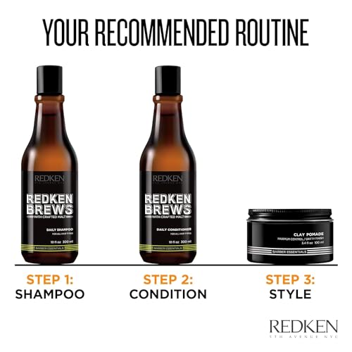 Redken Brews Daily Conditioner For Men - Detangles, Strengthens and Moisturizes Dry Hair For Softness, For All Men's Hair Types