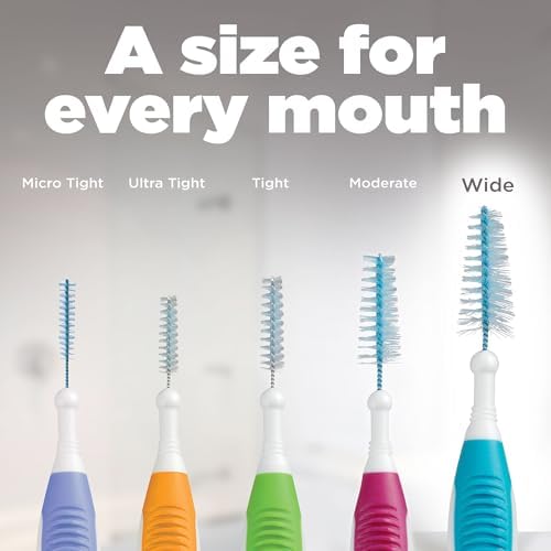 GUM Proxabrush Go-Betweens - Wide - Interdental Brushes - Soft Bristled Dental Picks for Plaque Removal Health - Safe for Braces & Dental Devices, 10ct (Pack of 6)