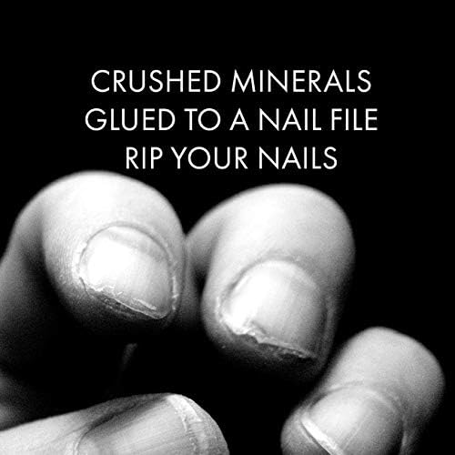 GERMANIKURE Gray Glass Moonfile in Suede Case, Ethically Made in Czech Republic, Easy Guided Nail File