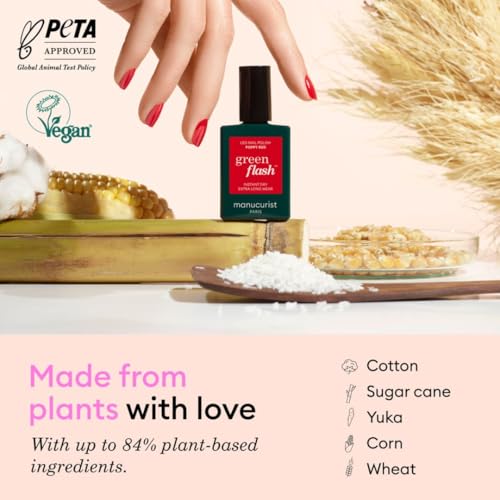 MANUCURIST • Green Flash LED Gel Nail Polish • Vegan • 12-Free, Plant-Based (60%) Gel Polish • Made in France • 0.5 fl oz (SHELL BEIGE)