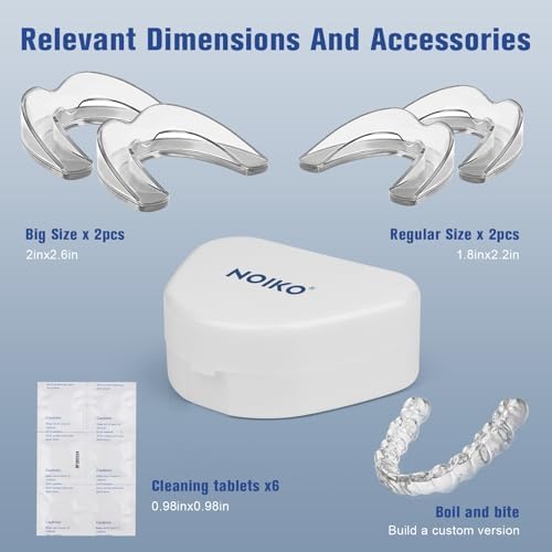 NOIKO Mouth Guard for Grinding Teeth at Night, Mouth Guard for Clenching Teeth at Night Upgraded Material, Night Guards for Teeth Grinding, Anti Grinding Guard for Adult with 6 Cleaning Tablets