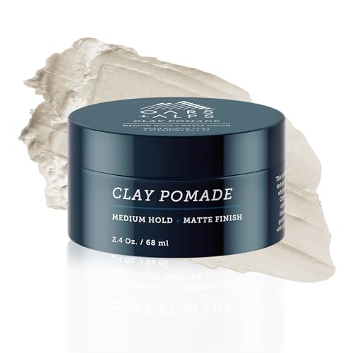 Oars + Alps Clay Hair Pomade for Men with Biotin, Kaolin Oil, Bentonite Clay, Jojoba Oil, Vitamin B7 & B5, Promotes Hair Growth, Medium Hold, Matte Finish, Reduces Frizz, 2.4oz