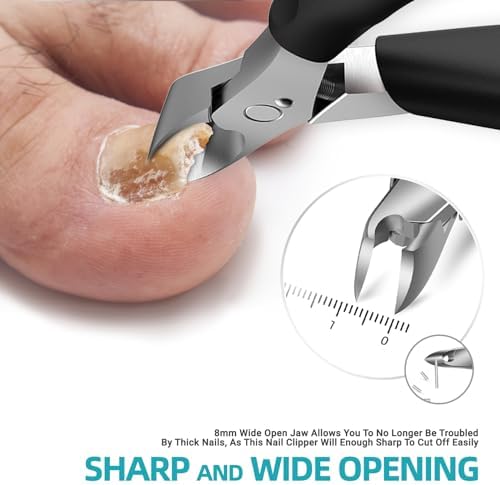 RONAVO Podiatrist Toenail Clippers for Thick Nails & Ingrown Nails,Professional Toenail Cutters Heavy Duty Stainless Steel Pedicure Tool with Wide Jaw&Easy-Grip Handle,Ideal for Seniors,Diabetics,Men