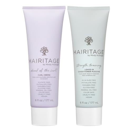 Hairitage Curl Cream + Leave in Conditioner Bundle - Jojoba Oil Curl Defining Cream for Curly Hair – Leave in Conditioner + Coconut Oil + Shea Butter – Hydrating + Moisturizing, Vegan + Cruelty-Free