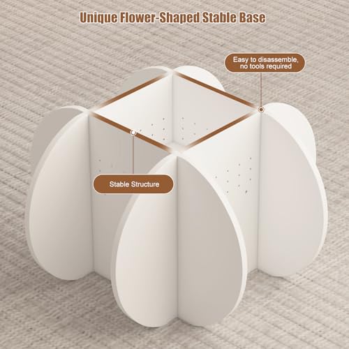 HedoAjim Round Coffee Table with Glass Top,Center Table with Storage for Living Room,Small Spaces, Office, and Lounge,32" White and Grey Glass Coffee Table