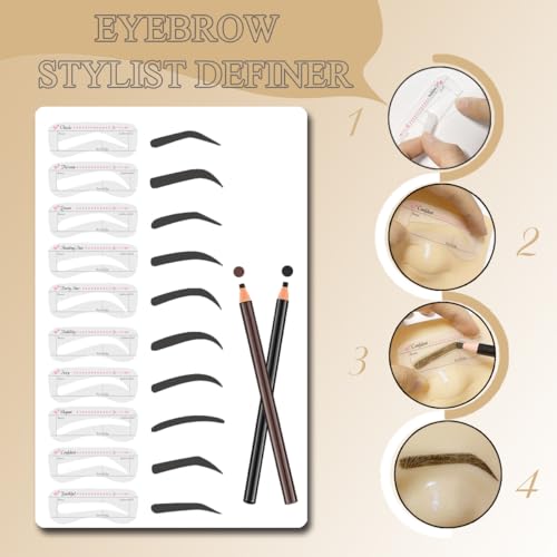 Makeup Practice Face Board, Reusable Silicone Makeup Mannequin Face with Makeup Practice Kit for Makeup Students and Beginners, Come with Makeup Brushes Set Eyeshadow Eyeliner Eyebrow Stencils