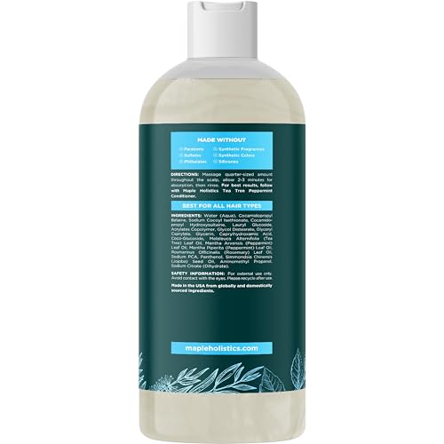 Rosemary Tea Tree Mint Shampoo - Clarifying Shampoo for Build Up and Flakes with Deep Cleansing Peppermint Oil and Tea Tree Essential Oil for Dry Scalp Treatment - Paraben & Sulfate Free (8oz)