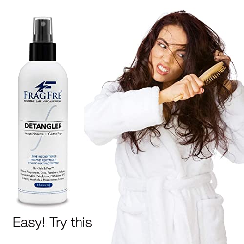 Hair Detangler Spray, 8 oz - Leave in Conditioner for Sensitive Skin and Scalp - Styling Heat Protectant Spray - Gluten Free Vegan Cruelty Free