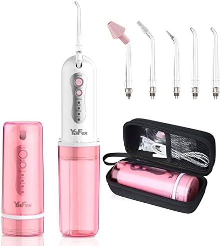 Water Dental Flosser Cordless for Teeth: Portable Oral Irrigator Rechargeable Collapsible Travel Teeth Cleaner with Case, 4 Modes with DIY, 5 Jet Tips, IPX7 Waterproof for Teeth Cleaning