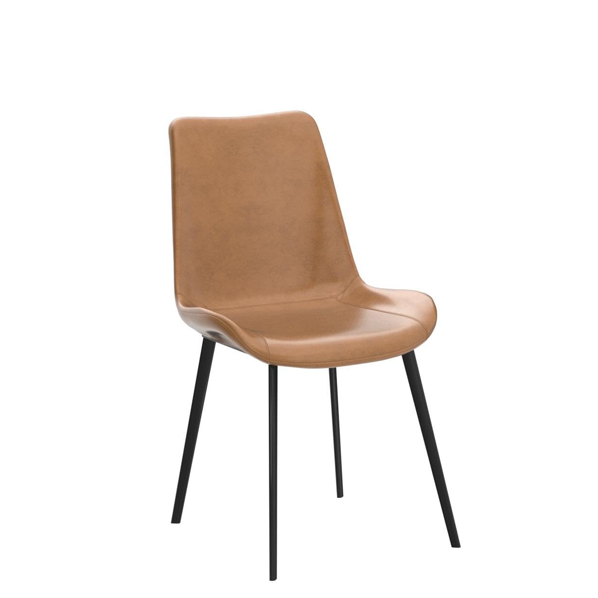 HIPIHOM Dining Chairs Set of 2, Modern Kitchen & Dining Room Chairs, Upholstered Faux Leather Cushion Seat and Sturdy Metal Legs (2 Brown Chairs)