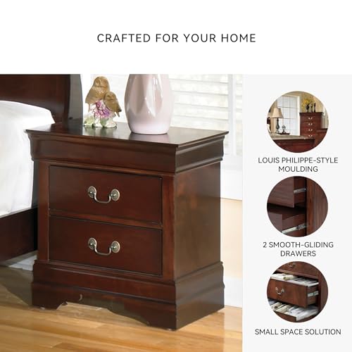Signature Design by Ashley Alisdair Traditional 2 Drawer Nightstand, 23.75" Tall, Dark Brown