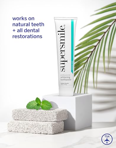 Supersmile Professional Whitening Toothpaste w/ Fluoride - Removes Stains & Whitens Teeth 6 Shades - Enamel Strengthening - No Sensitivity - Travel Size (Original Mint, 1.4 Oz)
