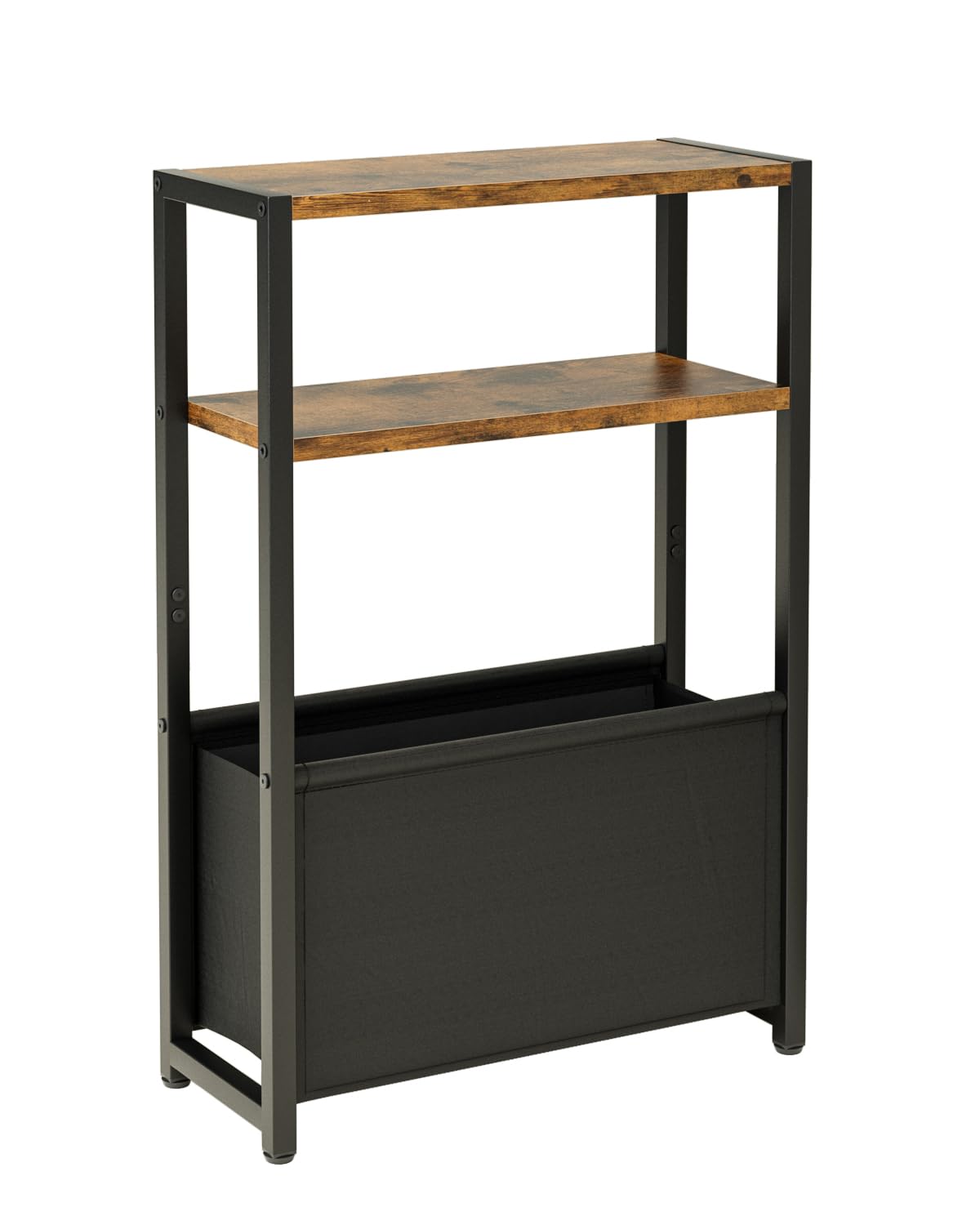 Apetaccat Narrow Side Table End Table, 3-Tier Side Table with Storage Bag, Narrow Nightstand for Small Spaces, Bedside Table for Living Room, Bedroom, Rustic Brown