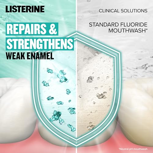 Listerine Clinical Solutions Mouthwash, Enamel Strength, Daily Anticavity Fluoride Mouthwash to Repair Tooth Enamel & Help Prevent Tooth Decay, Alpine Mint, 1 L, 2 Pack