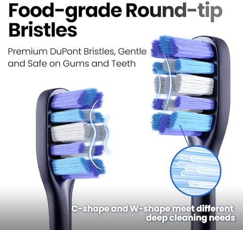 Sonic Electric Toothbrush for Adults Teens: 180 Days Battery Life, 48000VPM Motor 5 Cleaning Modes 2 Min Smart Timer 4 Quality Replacement Heads IPX8 Durable Rechargeable Travel Toothbrush