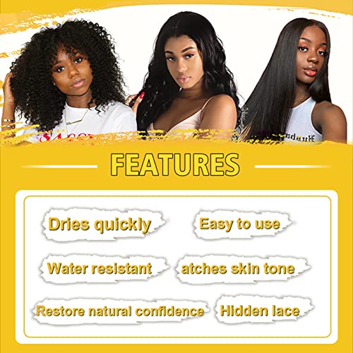 Lace Tint Melting Mousse for Wigs, Toupees, and Hairpieces - Natural Finishing Color and Glue Tool Set (Dark Brown)
