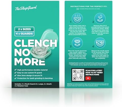Mouth Guard for Clenching Teeth at Night [Pack of 4, Small & Large Sizes] – Custom Night Guards for Teeth Grinding – Nighttime Protection During Sleep for Men and Women