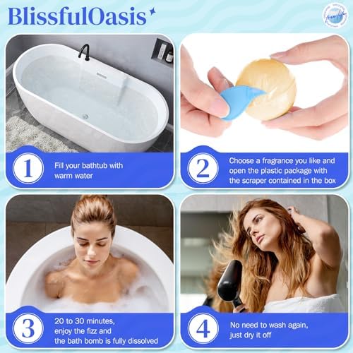 Bath Bombs Set, 24 Pcs Shower Bombs with 6 Refreshing Scents, Perfect for Moisturizing & Relaxing, Ideal for Birthday, Mother's Day, Valentine's Day Present Giving, Presents for Women