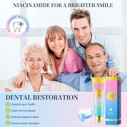 2Pack Niacinamide Whitening Toothpaste,Gum Repair, Effectively Whitens Teeth, Protects Tooth Enamel, Effectively Whitens Teeth, Protects Tooth Enamel,Freshens Breath 24 Hours