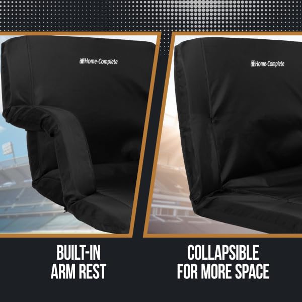 Home-Complete Stadium Seat Chair- Wide Bleacher Cushion with Padded Back Support, Armrests, 6 Reclining Positions and Portable Carry Straps