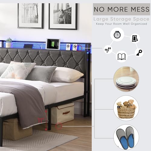 Milan Pacific Queen Bed Frame with Storage Headboard