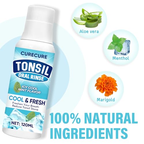 Tonsil Stone Mouthwash, Tonsil Stone Remover Help Soothe Tonsils, Remove Bad Breath and Relieve Dry Mouth, 120 ML