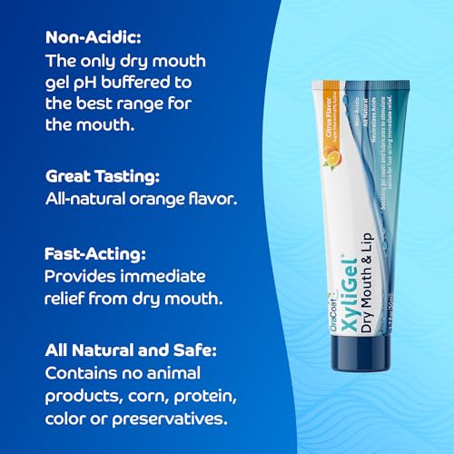 OraCoat XyliGel, Dry Mouth Gel, Soothing Citrus Oral Gel with Xylitol, Lip Moisturizer for Very Dry Lips, Lip Hydration, Sugar-Free Relief, 1.7 Fl Oz, 2 Pack