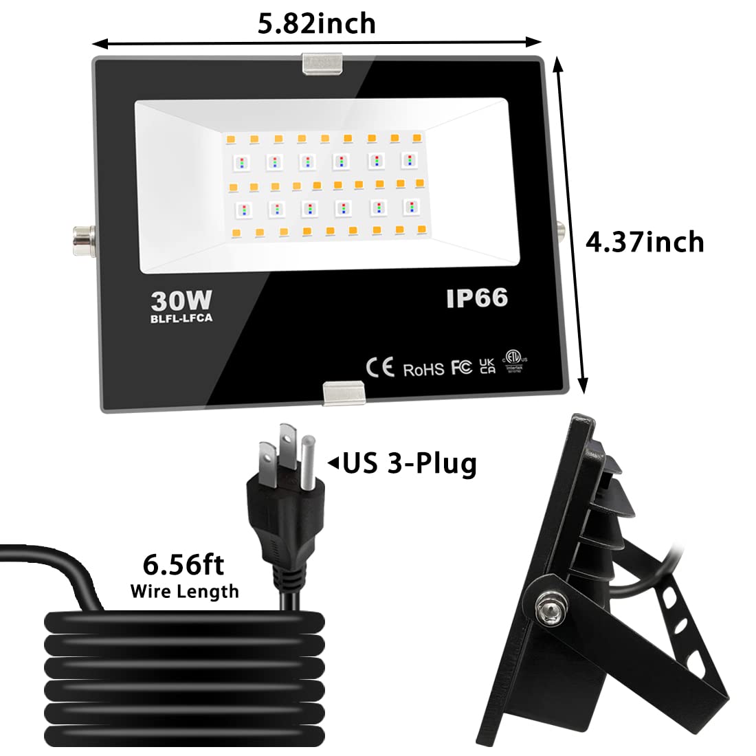 MELPO LED Flood Light Outdoor 30W, 300W Equivalent 3000LM Smart RGB Landscape Lighting with APP Control, DIY Scenes - Timing - Warm White 2700K - Color Changing Uplight, IP66, US Plug (4 Pack)