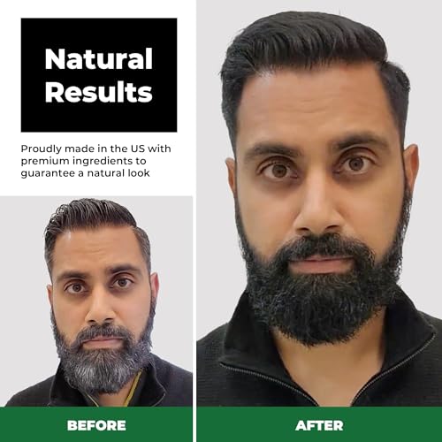 Simpler Hair Color Natural Black Mustache and Beard Upgraded Brush Kit with 3 Brushes Included for Precision Application - Gentler, Ammonia Free Beard Dye for Men w/Aloe Vera, Avocado Oil & More.