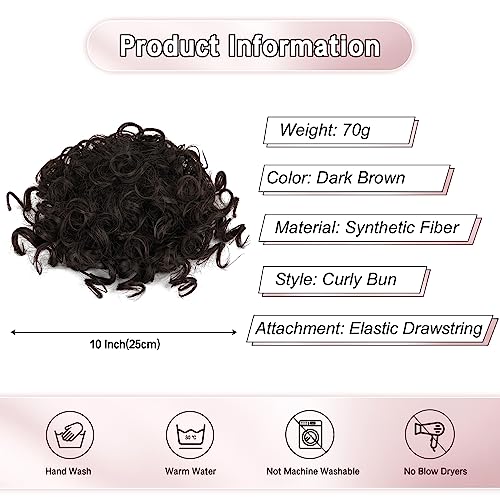 Lommel Messy Bun Hair Piece for Women 70g Elastic Drawstring Loose Wave Curly Hair Buns HairPiece Synthetic Hair Bun Hair Extensions for Women Daily Use(Dark Brown)