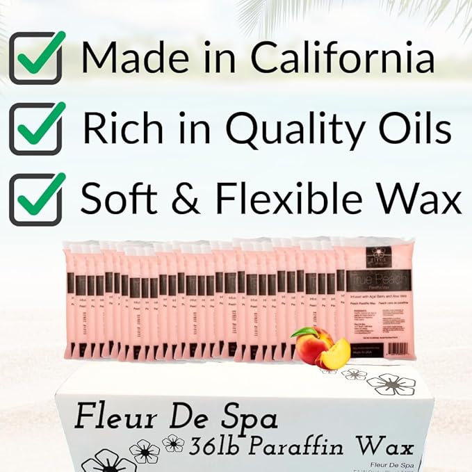 Paraffin Wax Refill for Hands and Feet | FLEUR DE SPA | Made in USA | With Acai, Coconut Oil, Jojoba, Aloe | Hydrates Dry Skin - At-Home Spa Experience