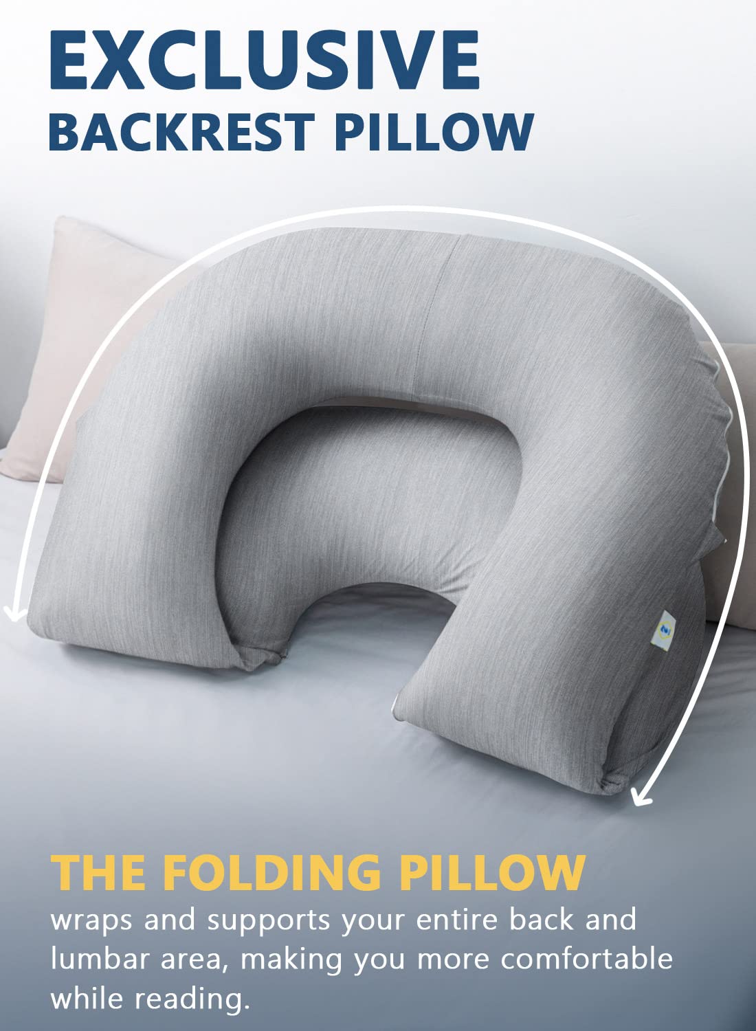 INSEN Reading Pillow, Back Pillow for Sitting in Bed for Reading, Nurse & Relax, Reading Pillow for Adults, Moms & Kids, Sit Up Pillow for Bed