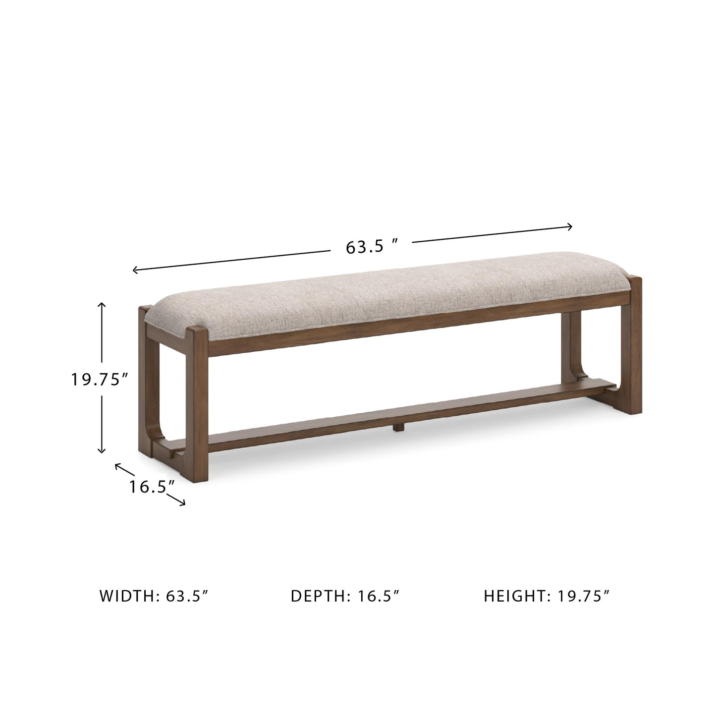Signature Design by Ashley Cabalynn Farmhouse Upholstered 63" Dining Bench, Beige & Light Brown