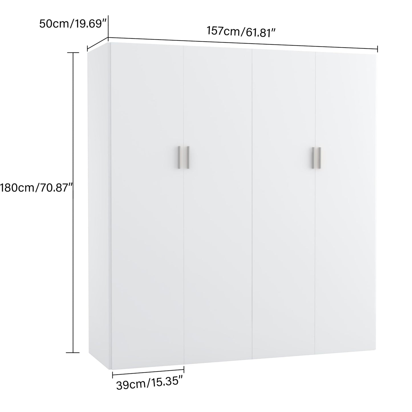 Panana Large Wardrobe Closet with Storage Shelves, 4 Door Armoires Wardrobe with 5 Shelves and 2 Hanging Rails for Bedroom