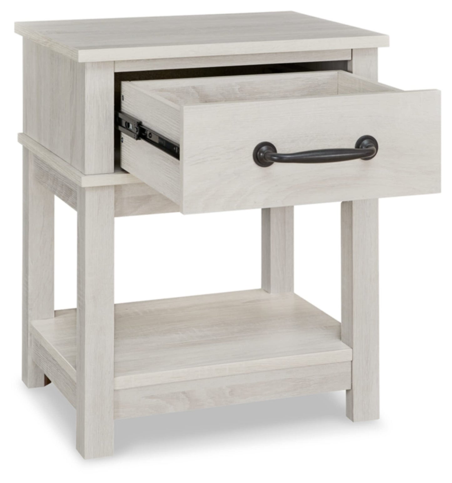 Signature Design by Ashley Dorrinson Farmhouse 1 Drawer Nightstand, 24.13" Tall, Whitewash