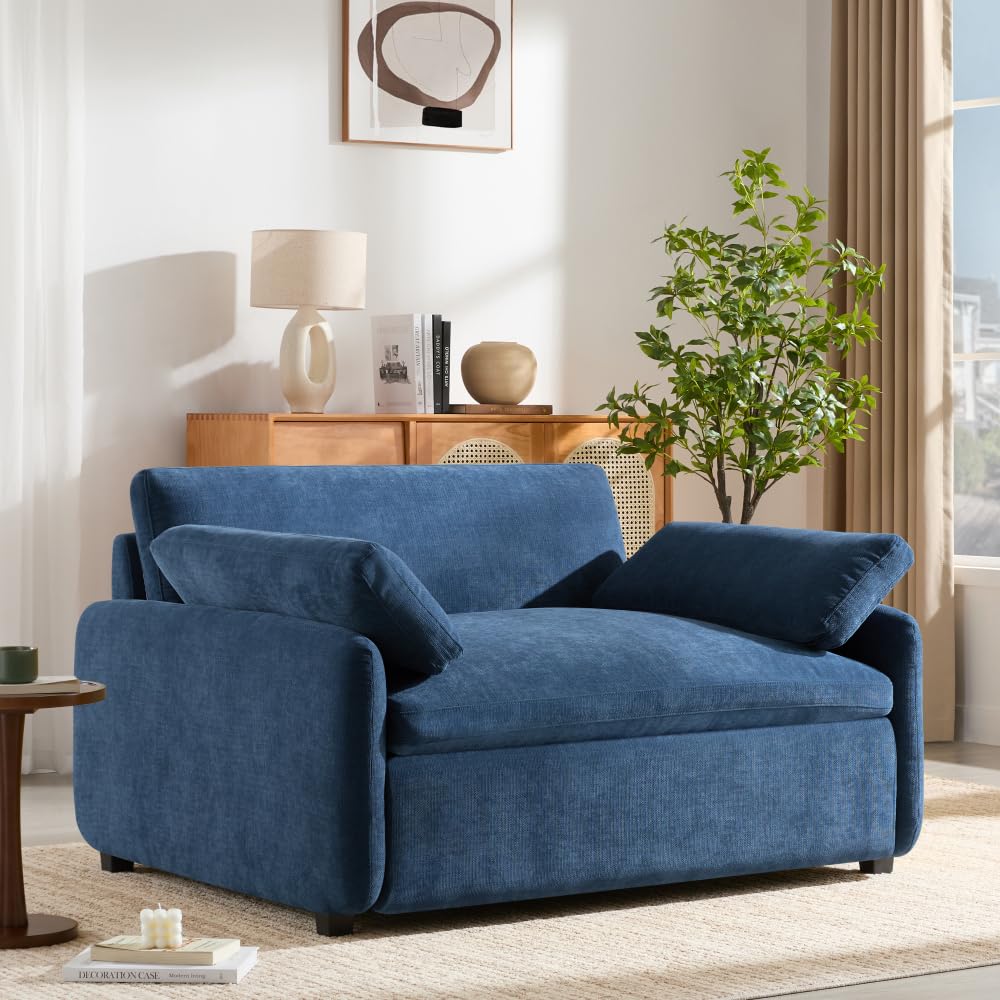 SweetSnuggle Oversized Chenille Single Sofa Chair, Modern Upholstered Comfy Armchair, Blocking Couch Lounge with Pillows for Living Room,Apartment,Bedroom