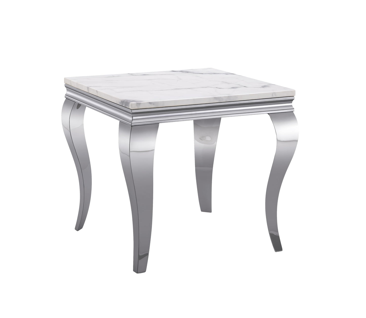 SSLine Modern 3 Piece Living Room Table Set, Includes 1 Coffee Table & 2 End Tables, Luxury Faux Marble Coffee End Table Set with S-Shape Stainless Steel Legs (White Marble& Silver3)
