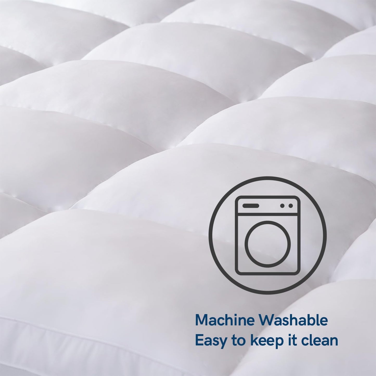 ELEMUSE King Mattress Topper for Back Pain, Extra Thick Mattress Pad Cover, Plush Soft Pillowtop with Elastic Deep Pocket, Overfilled Down Alternative Filling