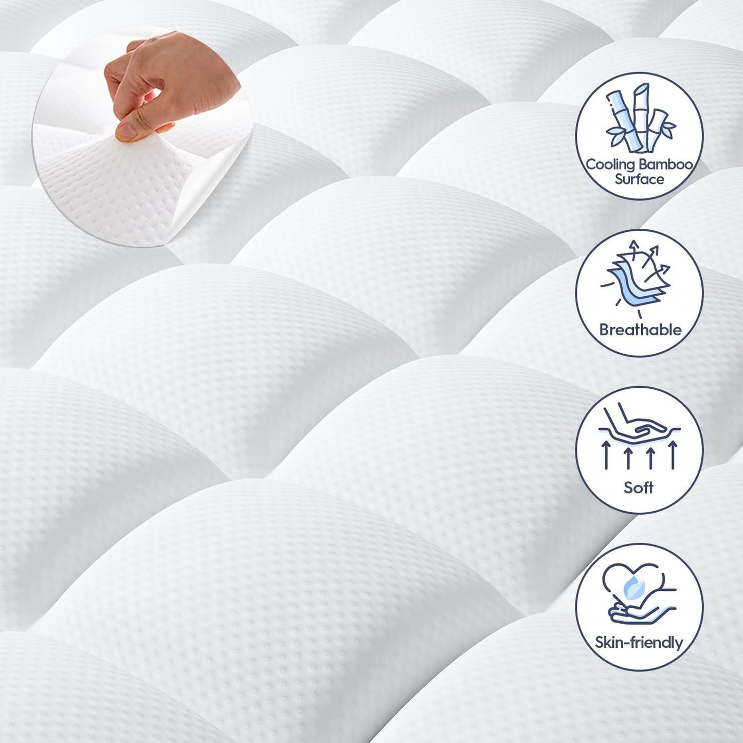 ELEMUSE King Size Dual Layer 3 Inch Memory Foam Mattress Topper, 2 Inch Cooling Gel Memory Foam and 1 Inch Thick Soft Pillow Top Mattress Pad Cover for Back Pain Relief, Bed Topper for Side Sleep