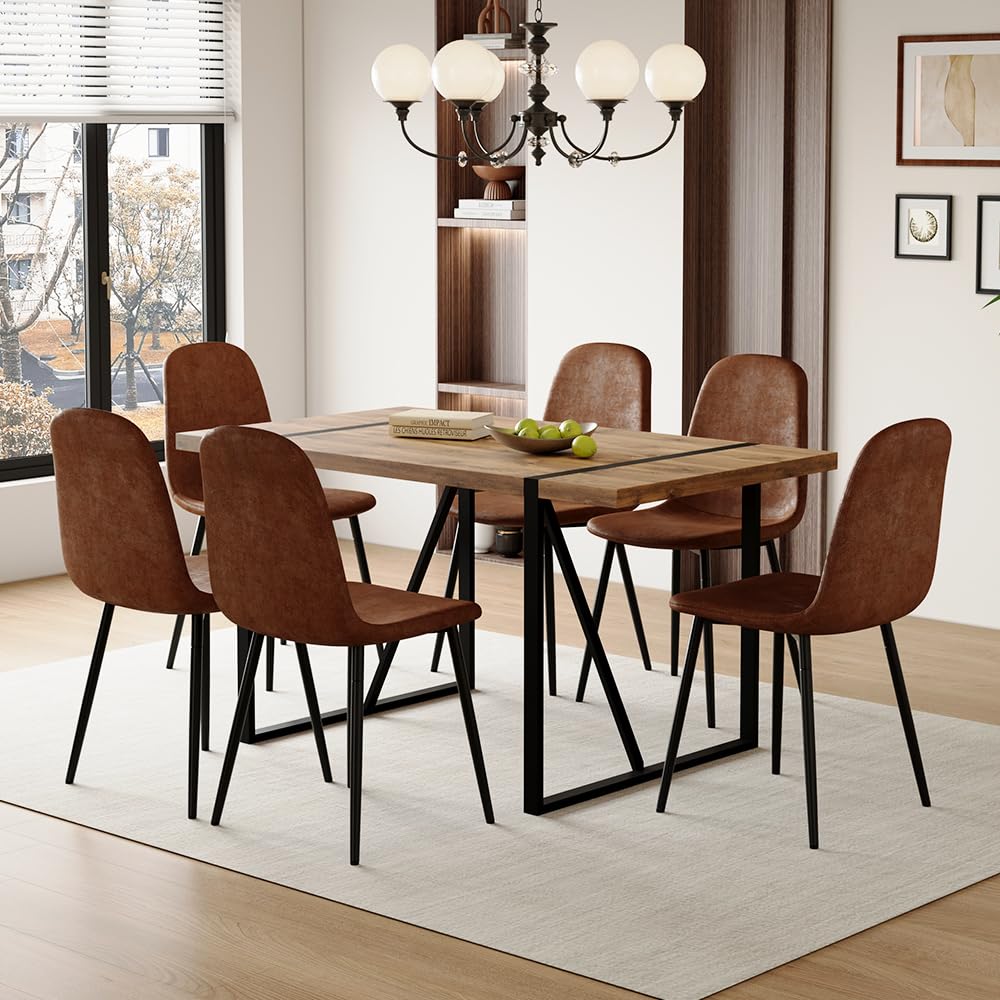 MUUOKY Dining Room Table Set for 6, Dining Table Set for 6, Dining Table for 6 with Chairs - Easy Assembly