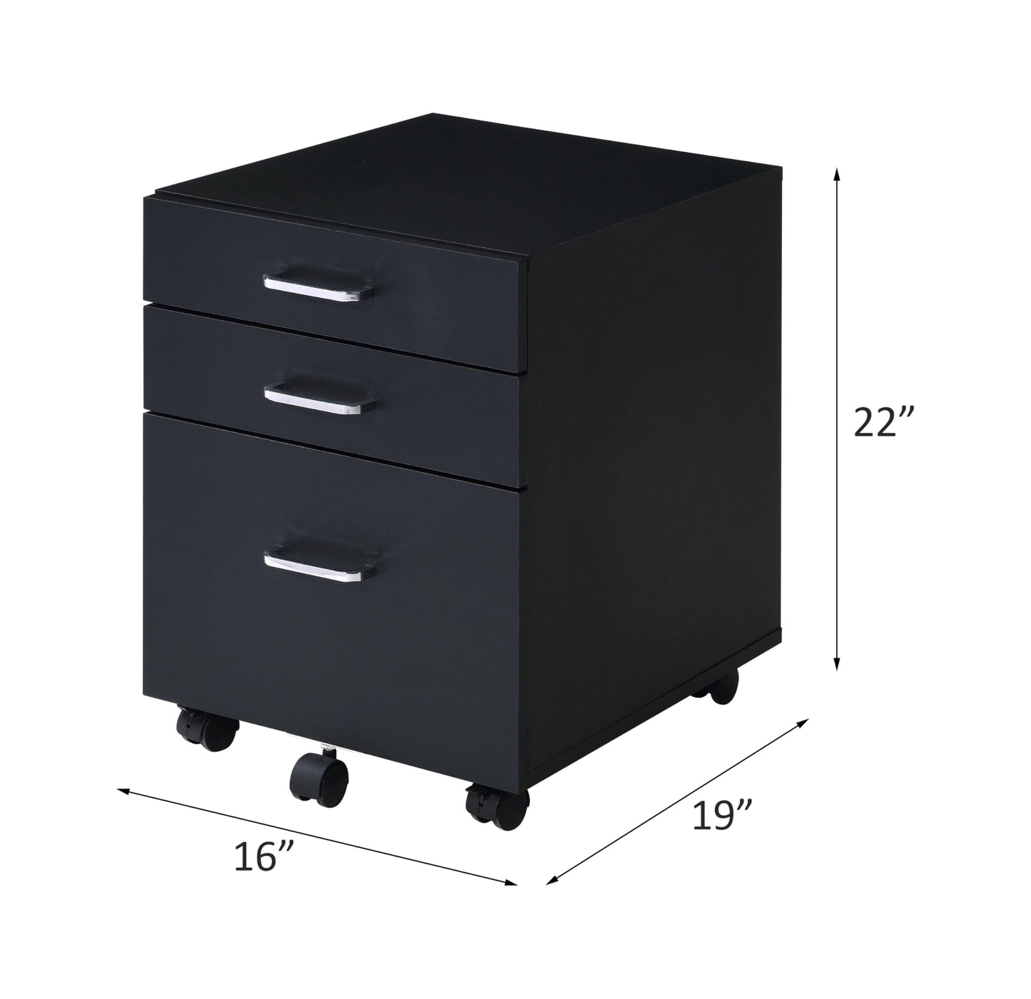 YINGCHAOJI File Cabinet, 3 Drawers Filing Cabinet for Home Office, with Wheels, for A4, Letter Sized Documents, Hanging File Folders (Black-2)