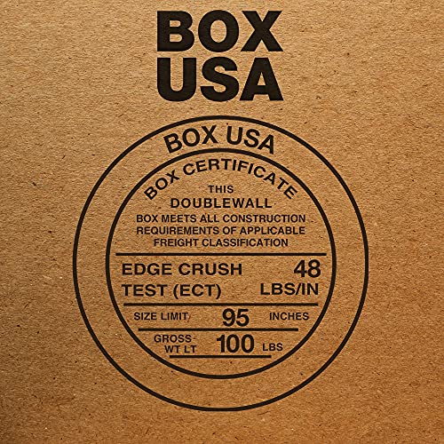 BOX USA Wardrobe Moving Boxes, 24"L x 20"W x 46"H, Packing and Moving, Hanger Bar Sold Separately, Kraft (Pack of 5)